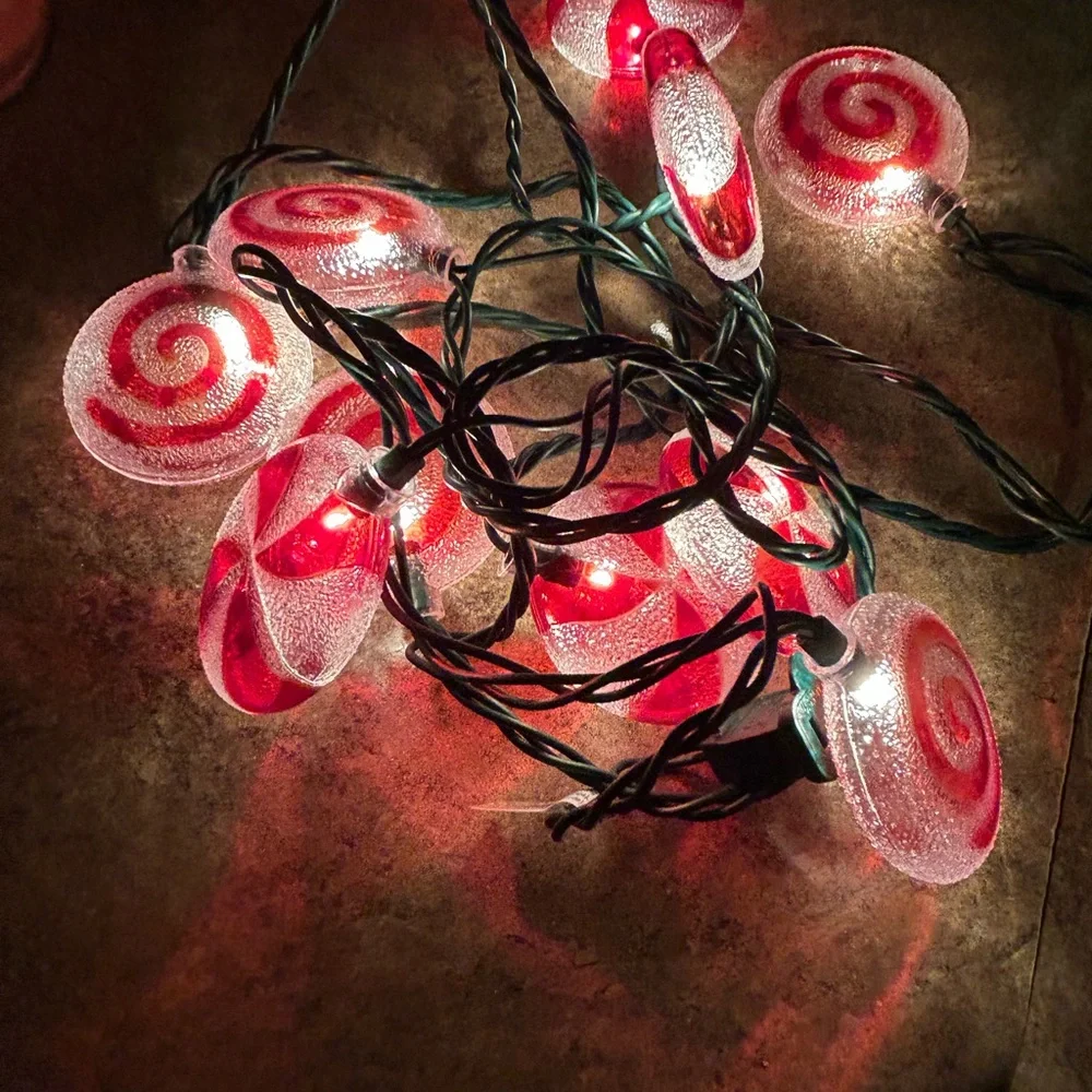Kurt Adler 10-Light Peppermint Candy Light Set